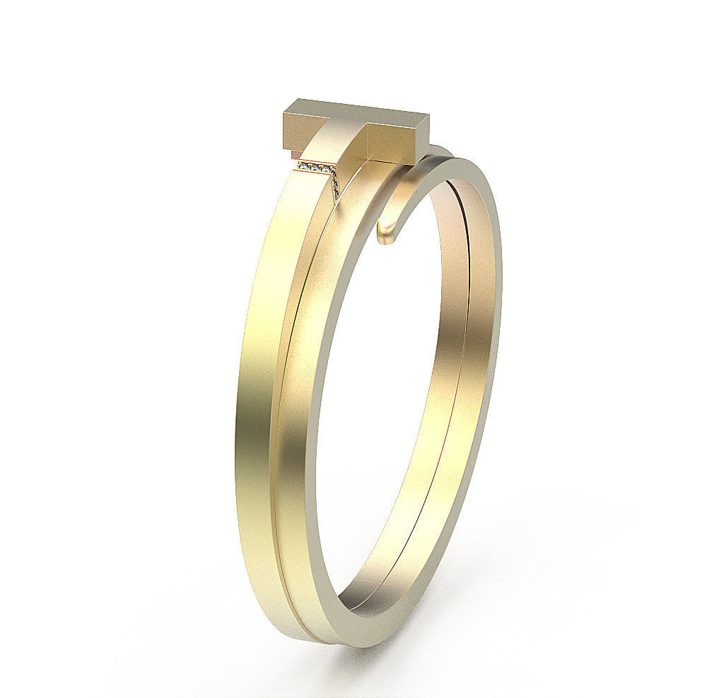 Bracelet T symbol 3D print model_3