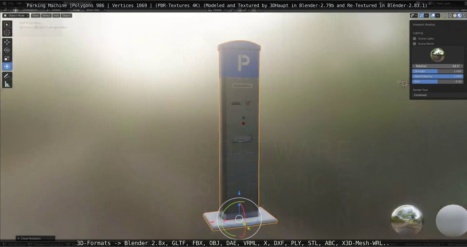 Parking Machine Low-poly 3D model_12