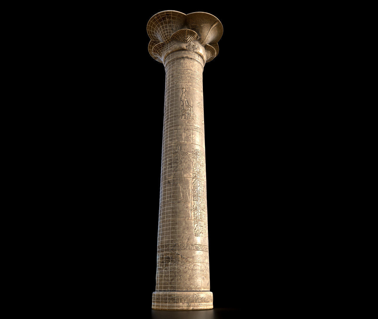 Egyptian Column 3D model_2