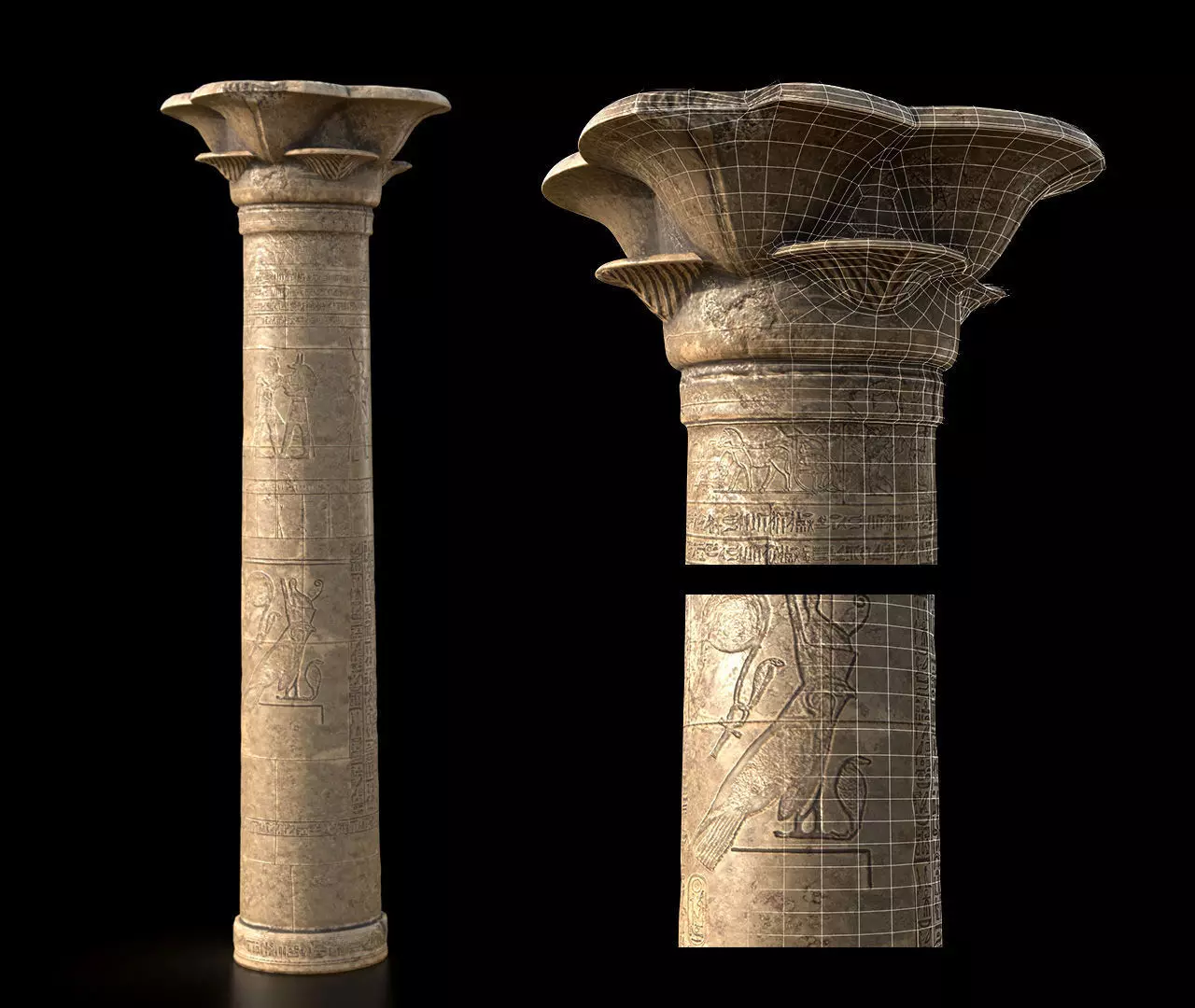 Egyptian Column 3D model_0