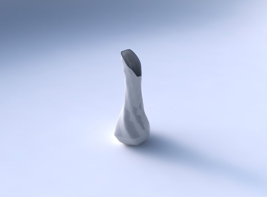 Vase twisted top bent hexagon 2 with curved horizontal sections 3D print model_3