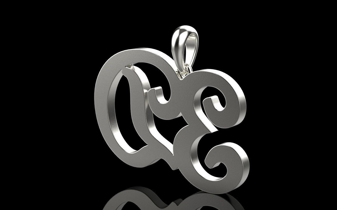3D pendant with letter d rose gold 3D print model_16