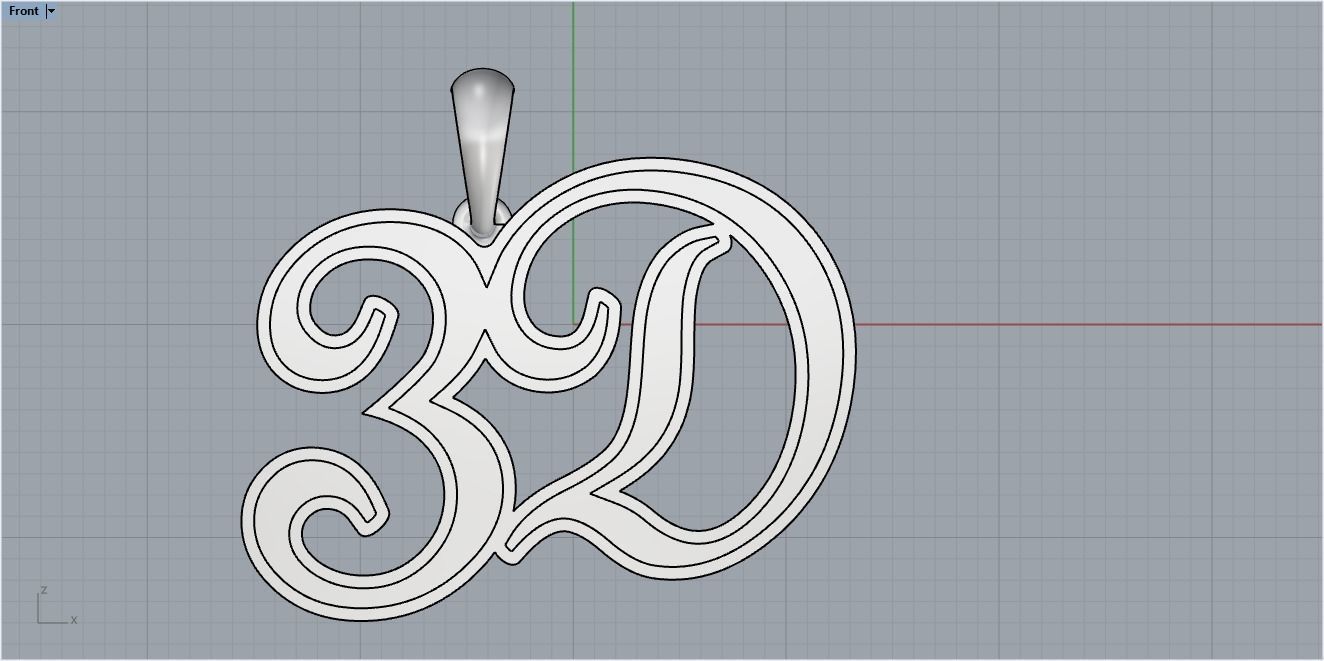 3D pendant with letter d rose gold 3D print model_6
