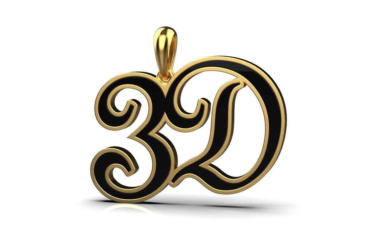 3D pendant with letter d rose gold 3D print model_13