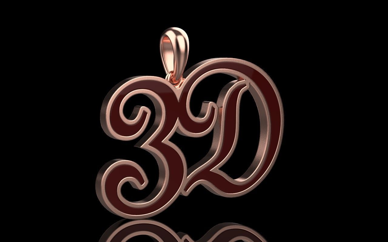3D pendant with letter d rose gold 3D print model_28