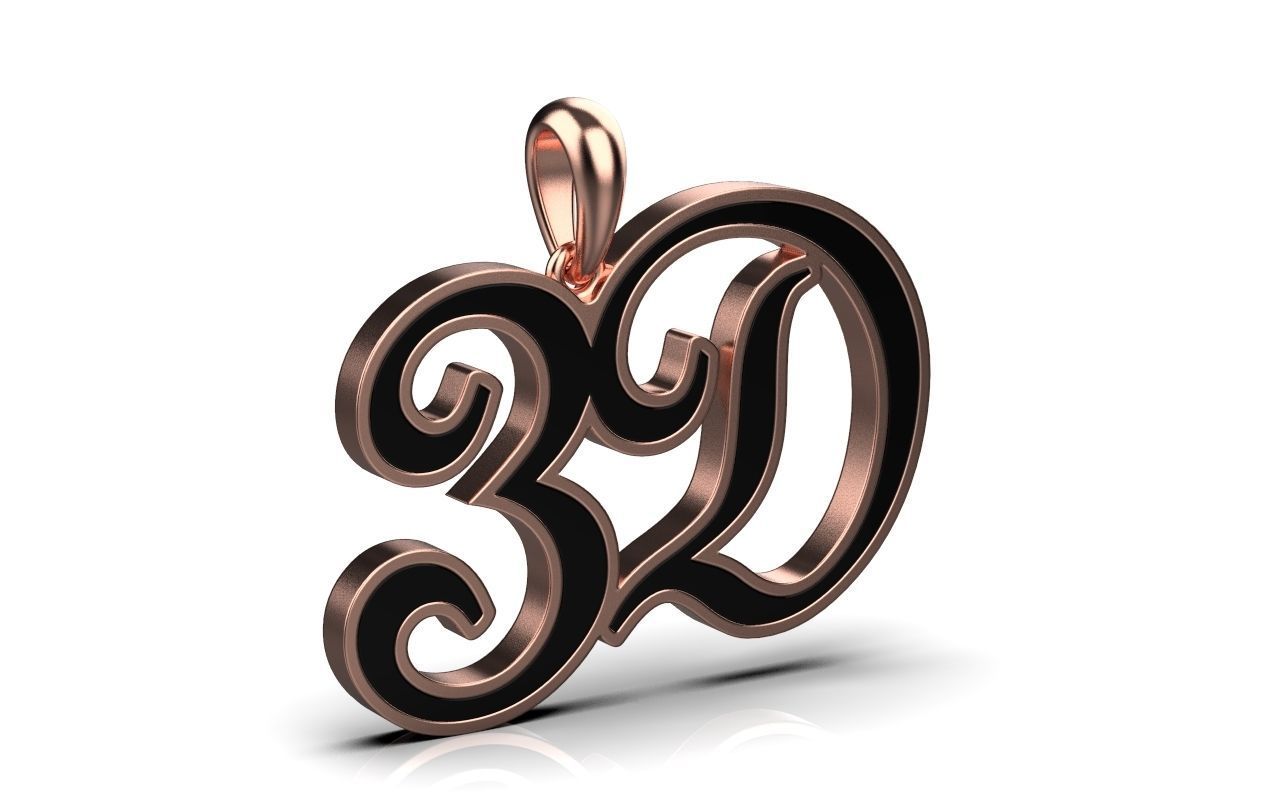 3D pendant with letter d rose gold 3D print model_19