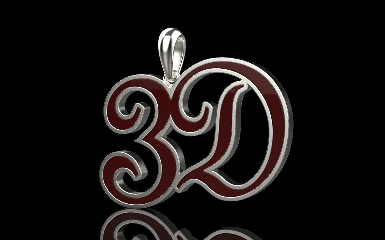 3D pendant with letter d rose gold 3D print model_30
