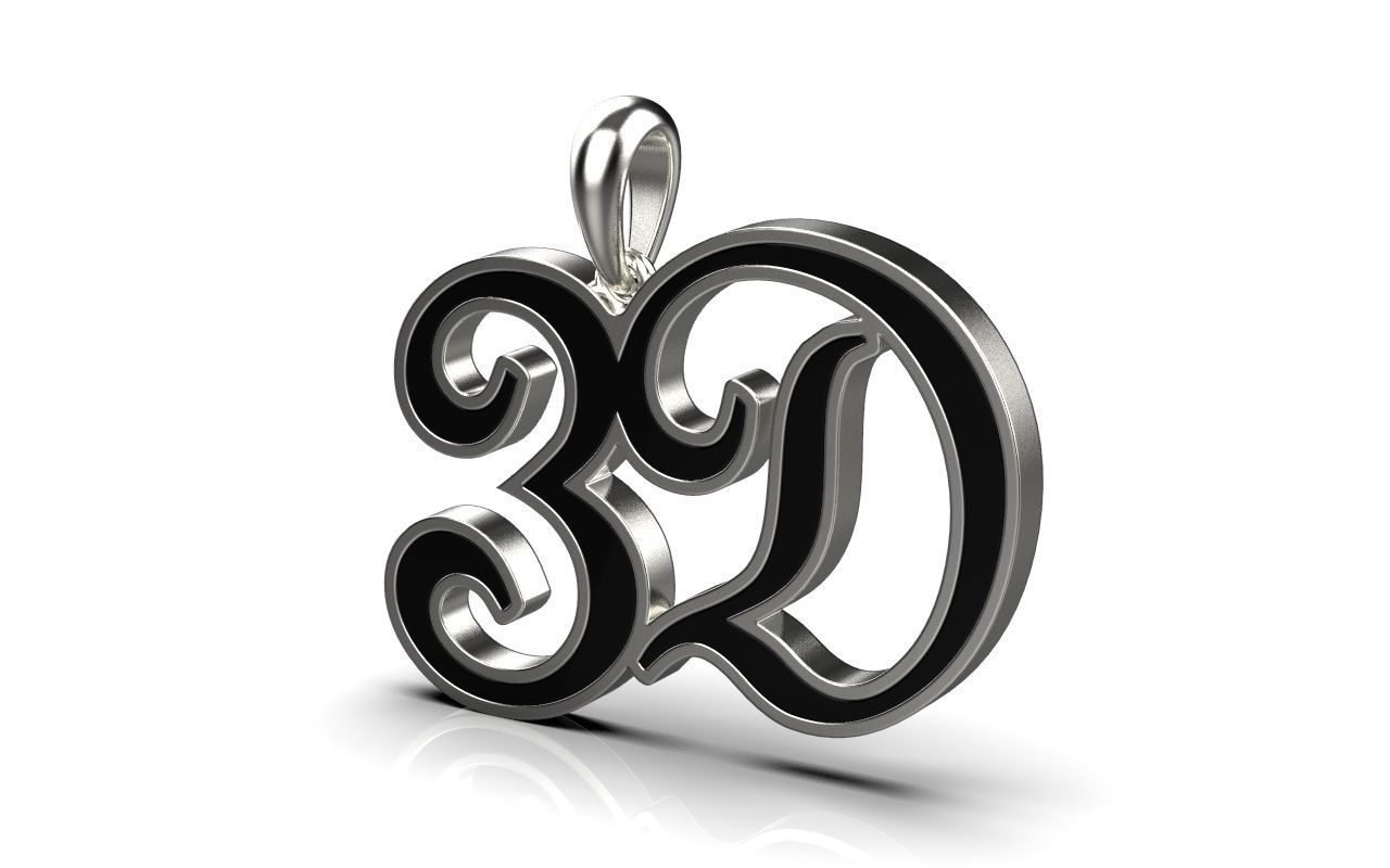 3D pendant with letter d rose gold 3D print model_21