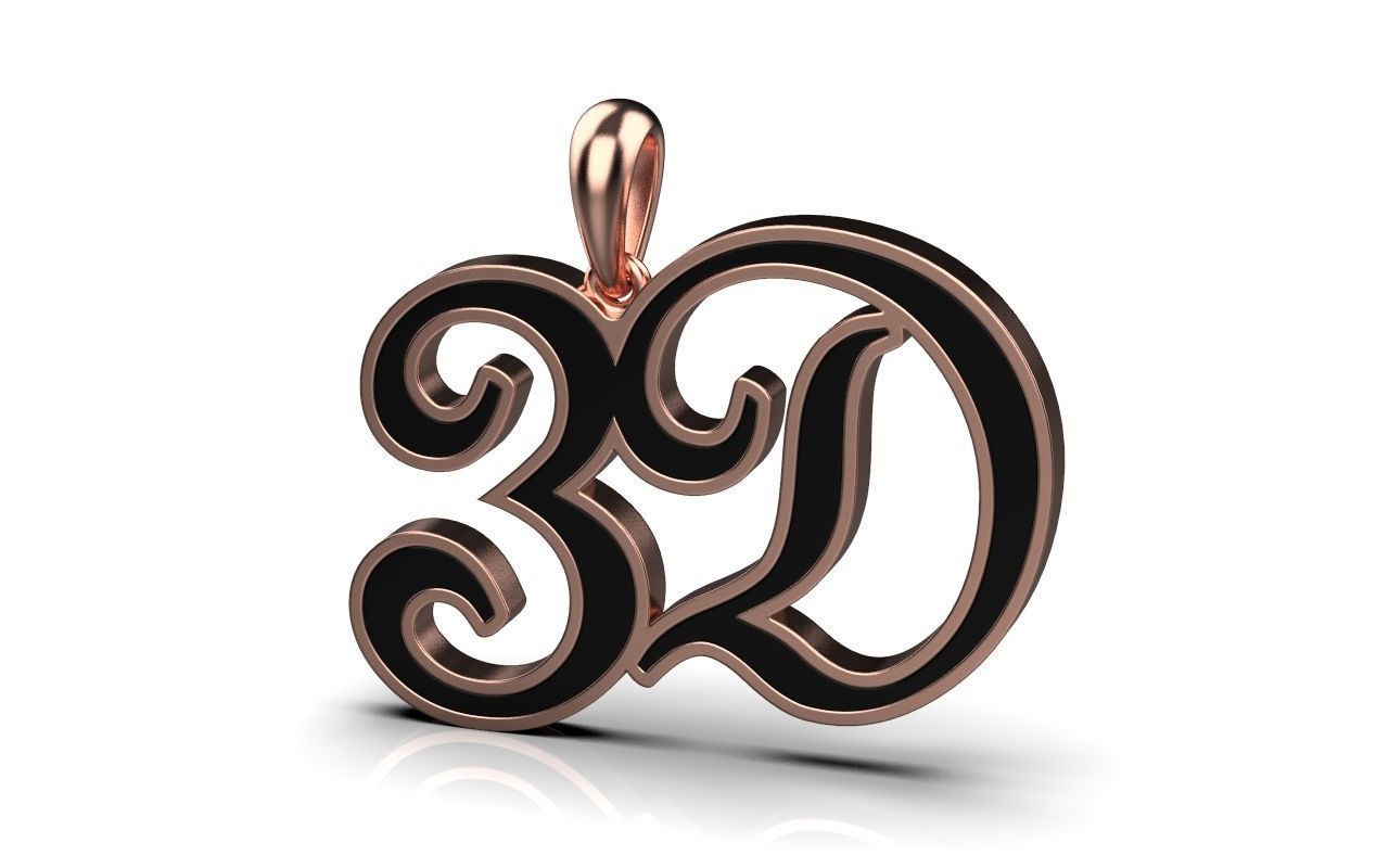 3D pendant with letter d rose gold 3D print model_18