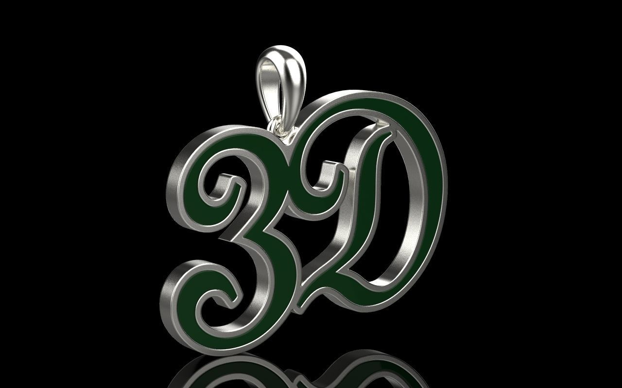 3D pendant with letter d rose gold 3D print model_23
