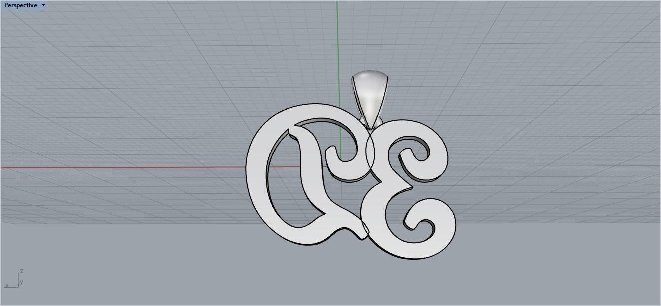 3D pendant with letter d rose gold 3D print model_1