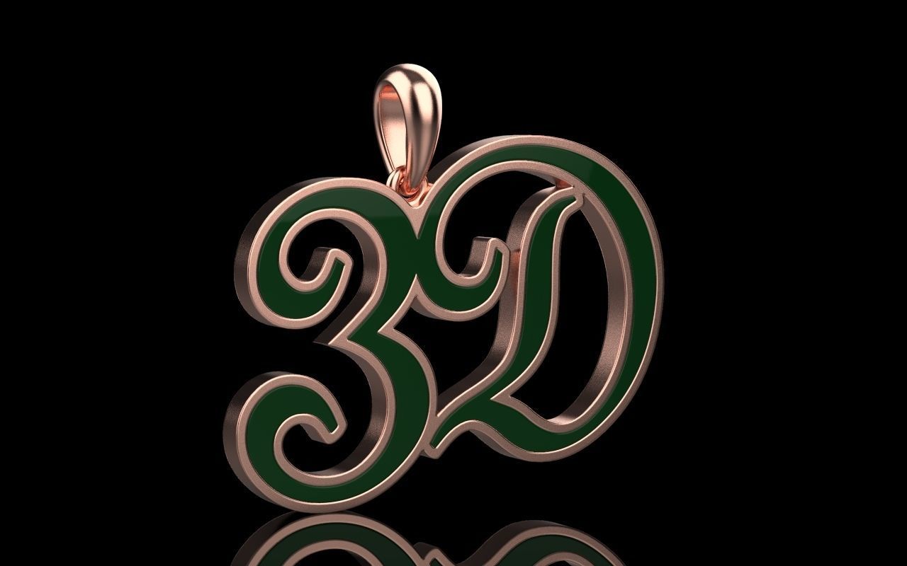3D pendant with letter d rose gold 3D print model_27