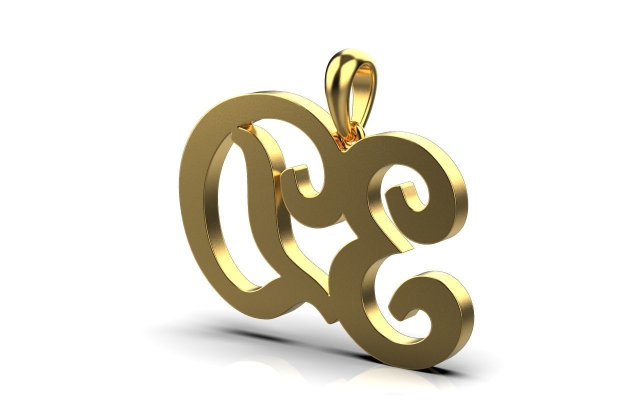 3D pendant with letter d rose gold 3D print model_15