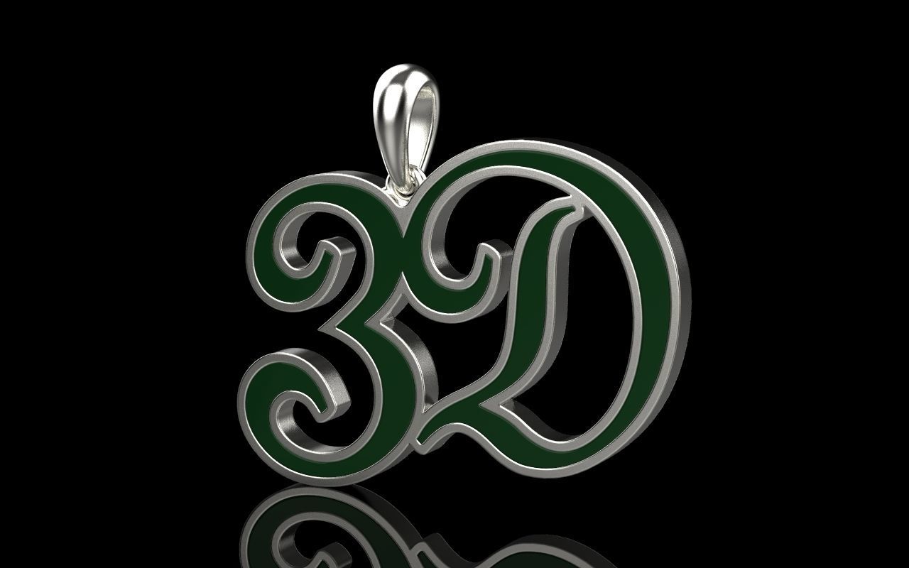 3D pendant with letter d rose gold 3D print model_22