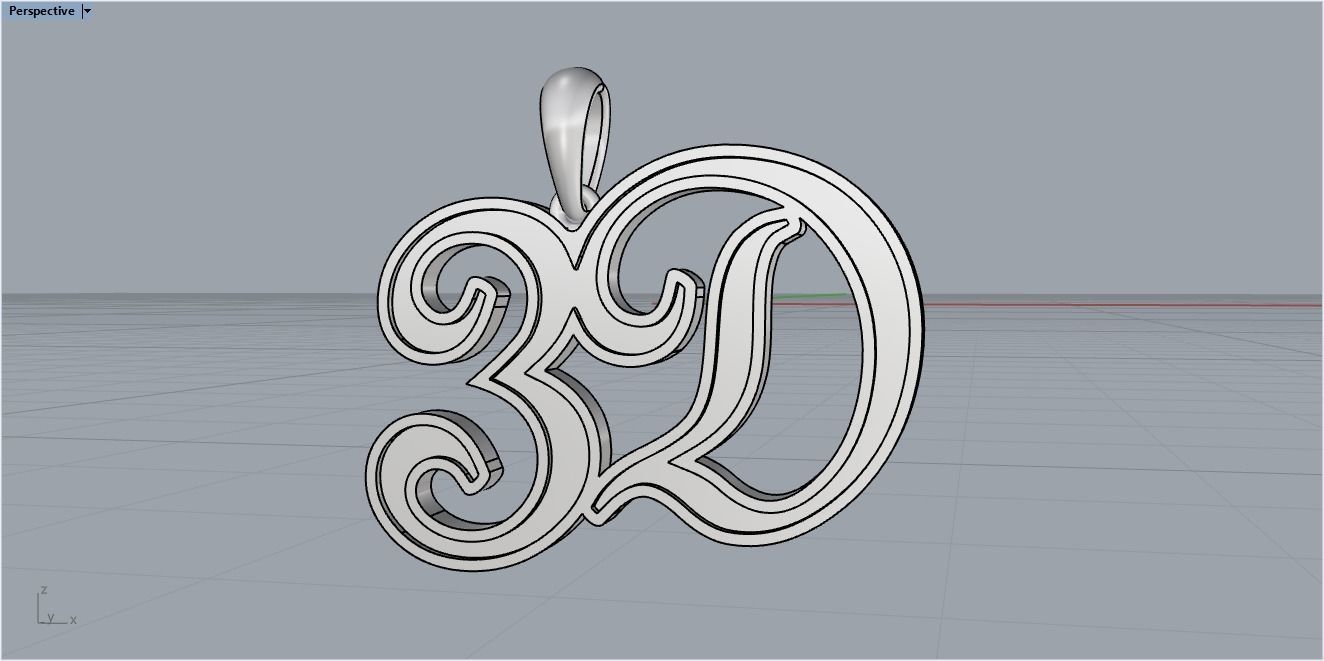 3D pendant with letter d rose gold 3D print model_4