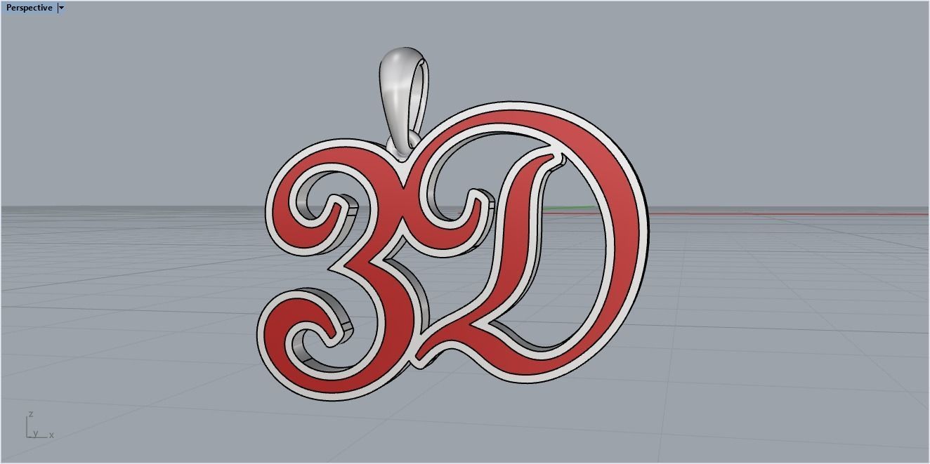 3D pendant with letter d rose gold 3D print model_3