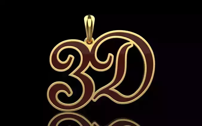 3D pendant with letter d rose gold 3D print model