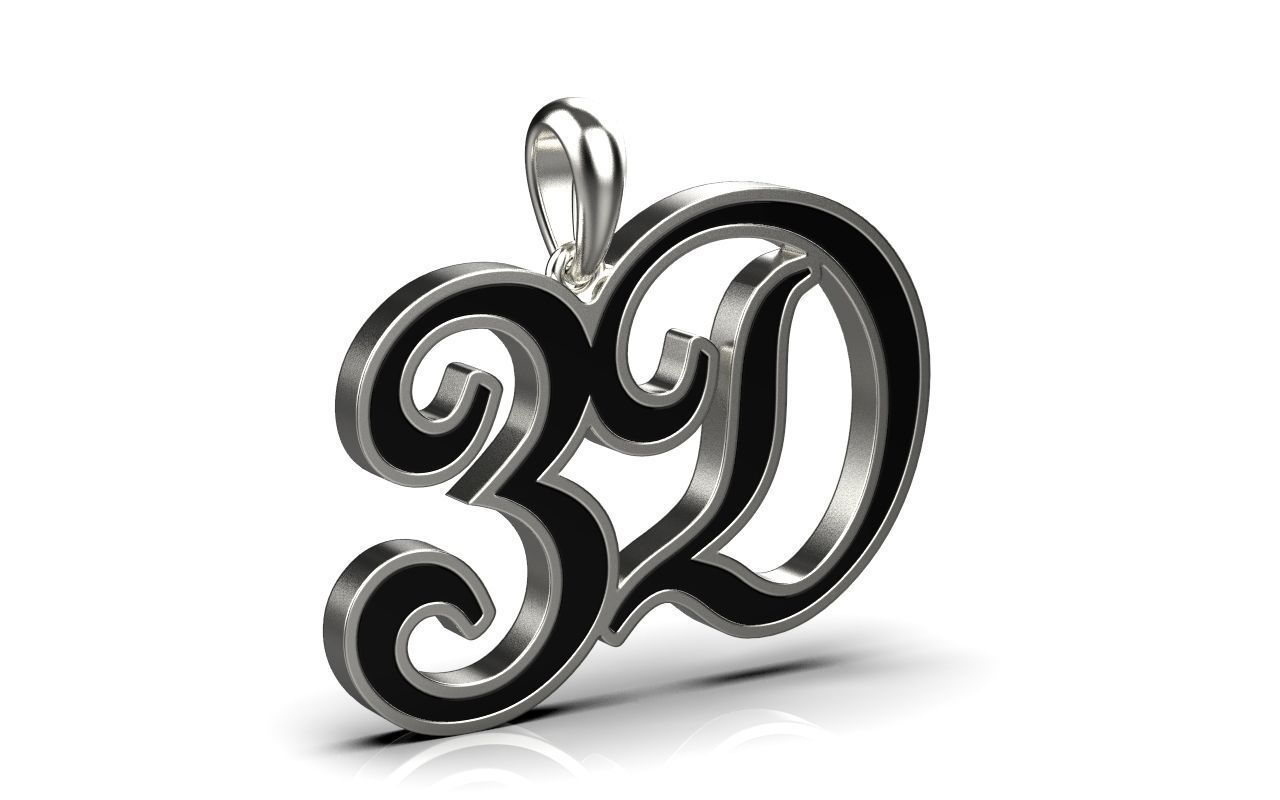 3D pendant with letter d rose gold 3D print model_20
