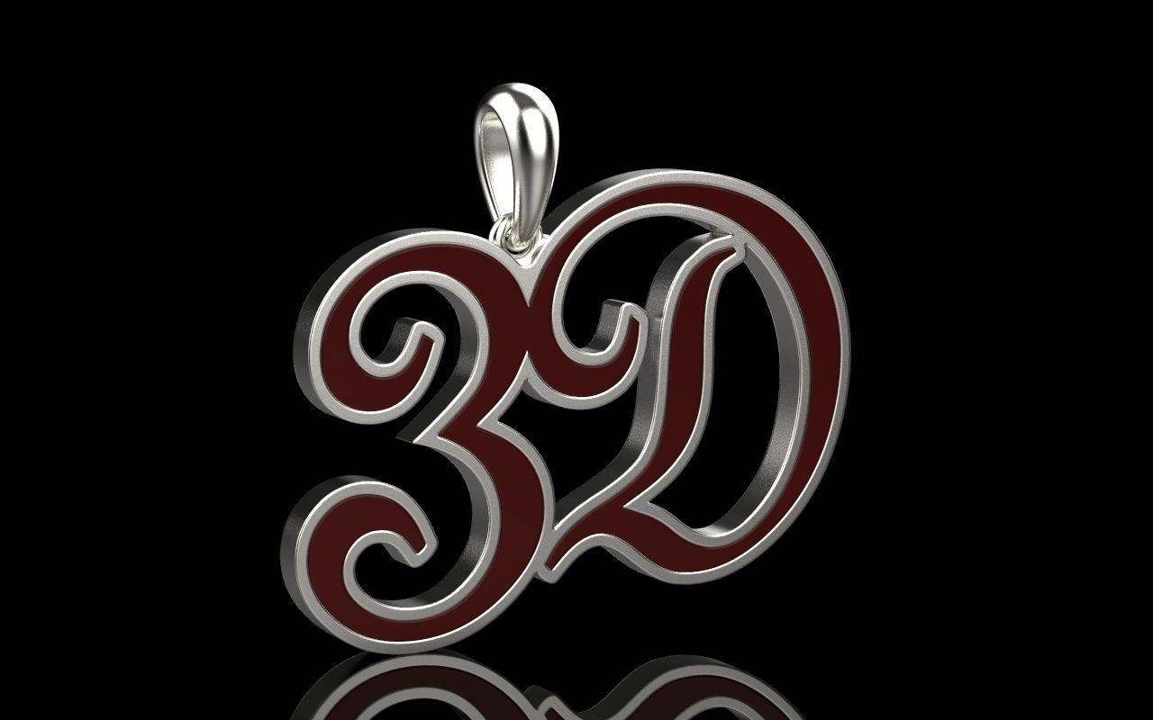 3D pendant with letter d rose gold 3D print model_31