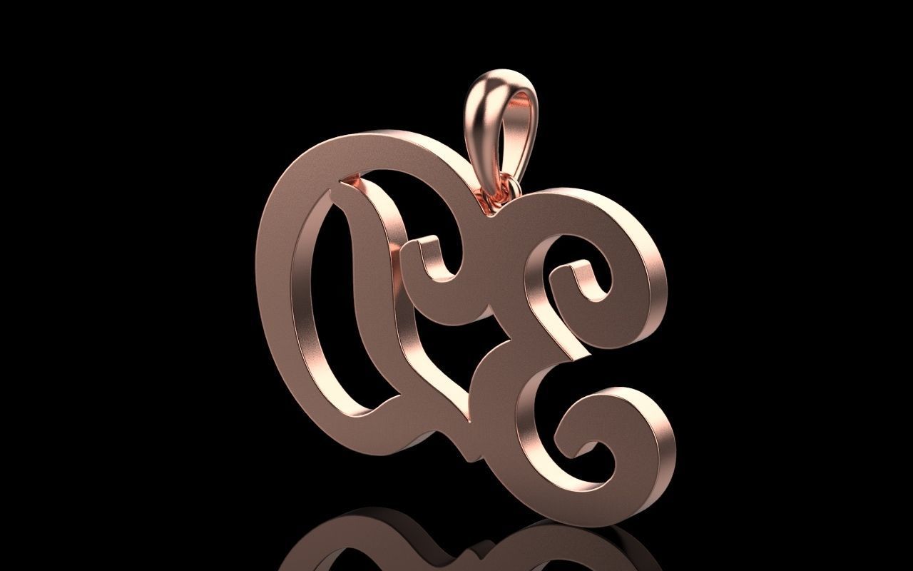 3D pendant with letter d rose gold 3D print model_17