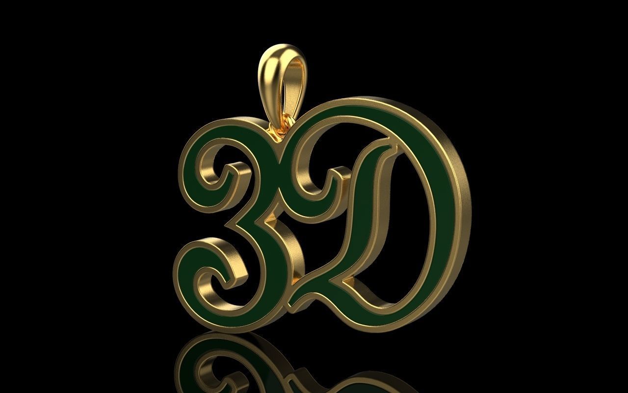 3D pendant with letter d rose gold 3D print model_25