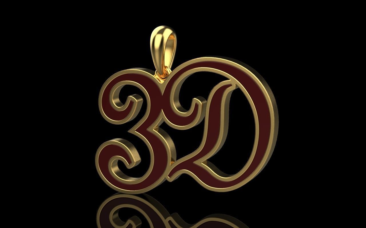 3D pendant with letter d rose gold 3D print model_33