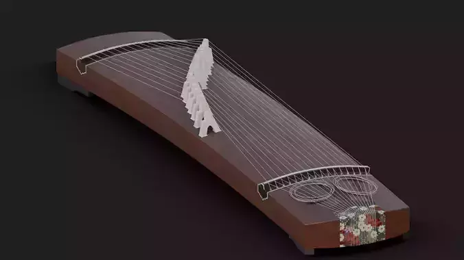 Koto Traditional Japanese Instrument Low-poly 3D model