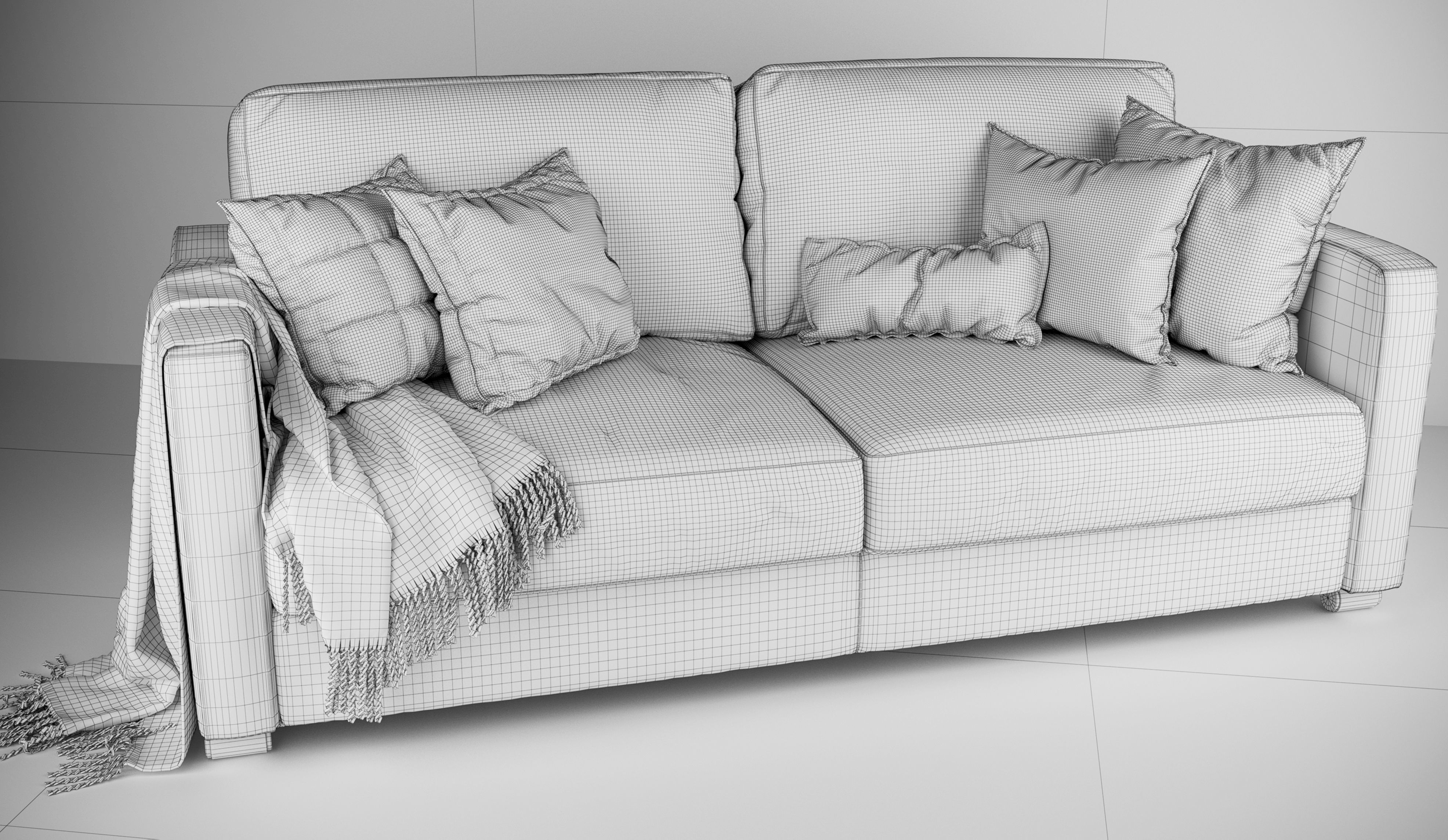 Modern Sofa 2 Seats Longue 3D model 3D model_5