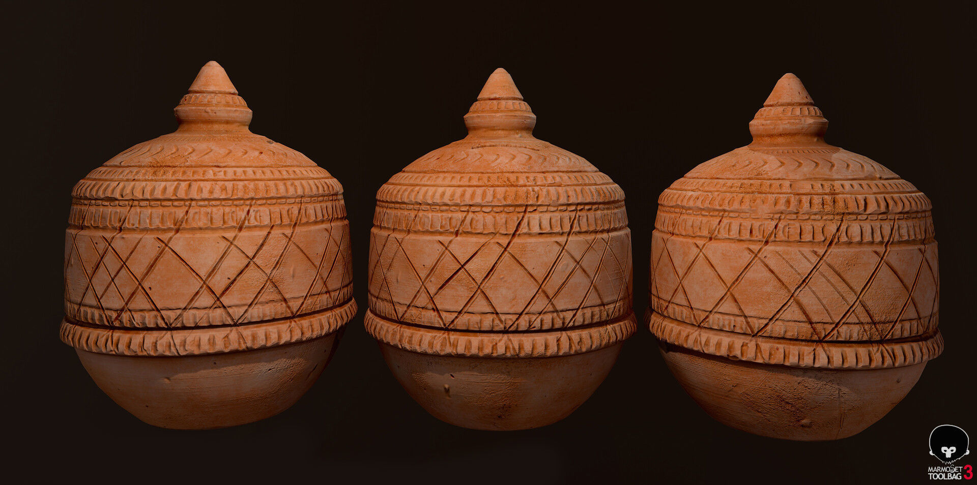Indian traditional Clay Coin Bank low poly game ready asset Low-poly 3D model_1