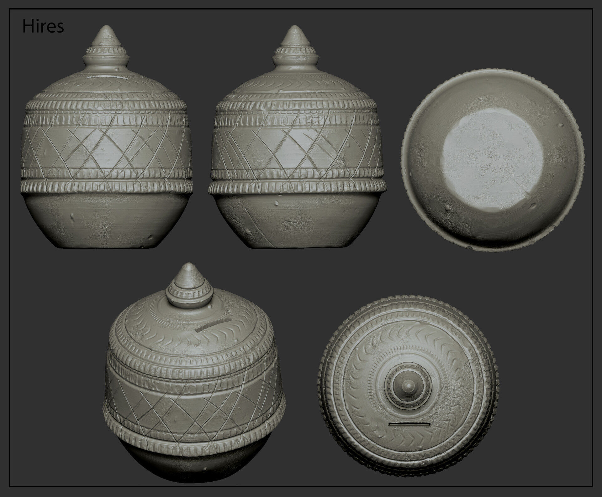 Indian traditional Clay Coin Bank low poly game ready asset Low-poly 3D model_2