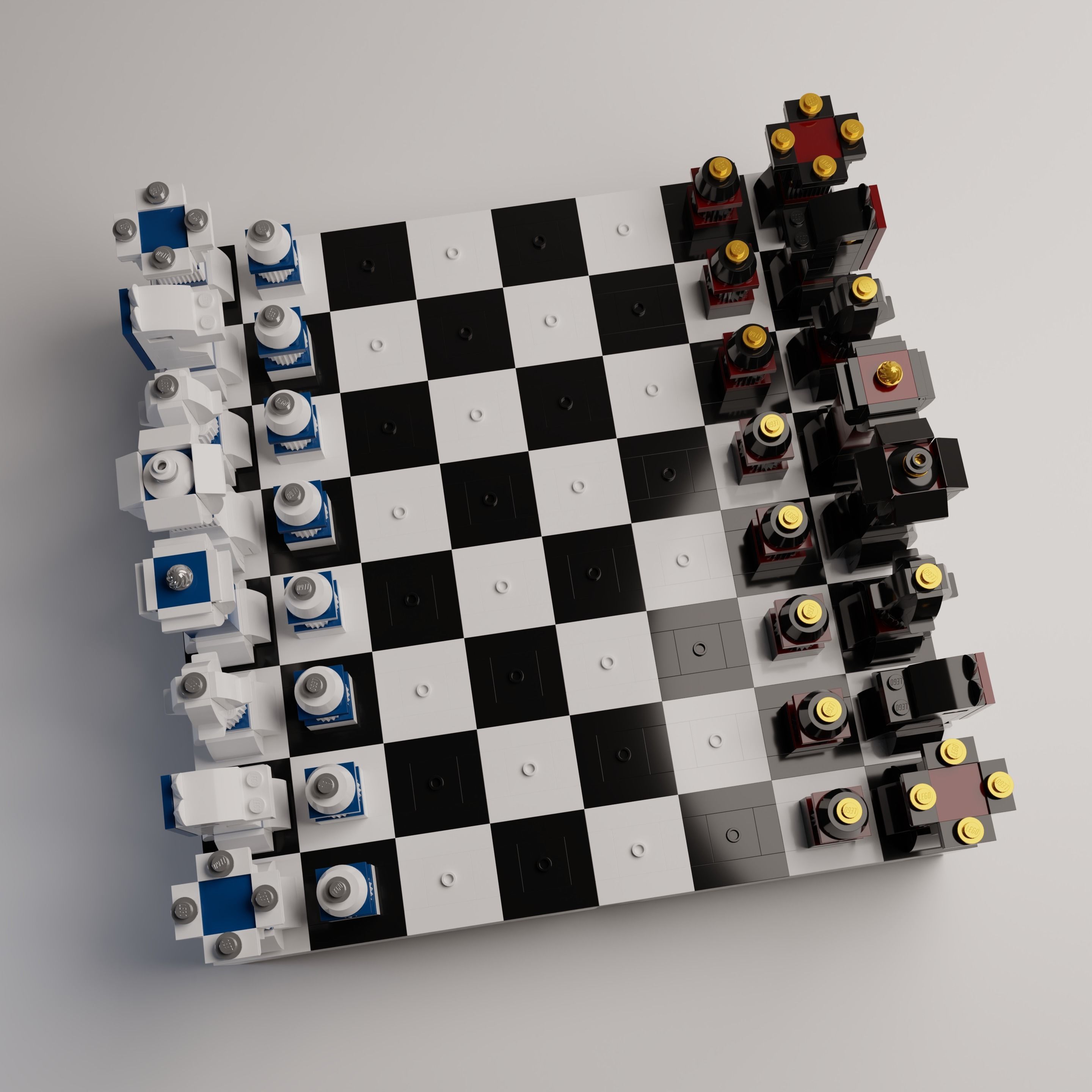 High Quality Lego Chess Set with Checkers 3D model_6