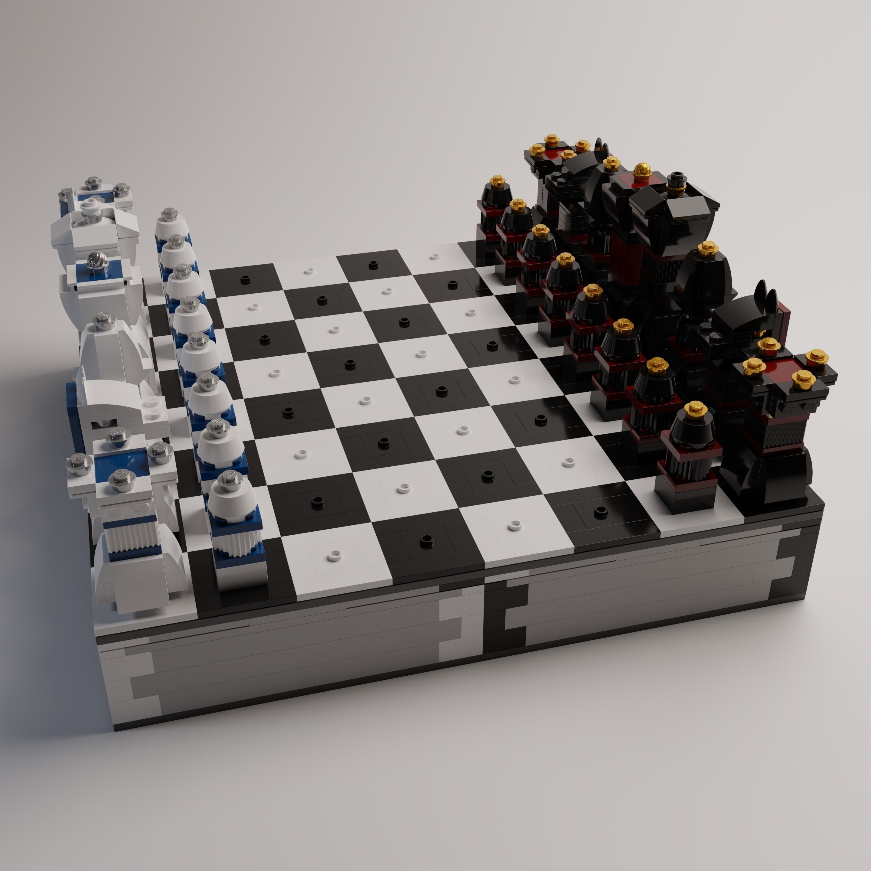 High Quality Lego Chess Set with Checkers 3D model_2