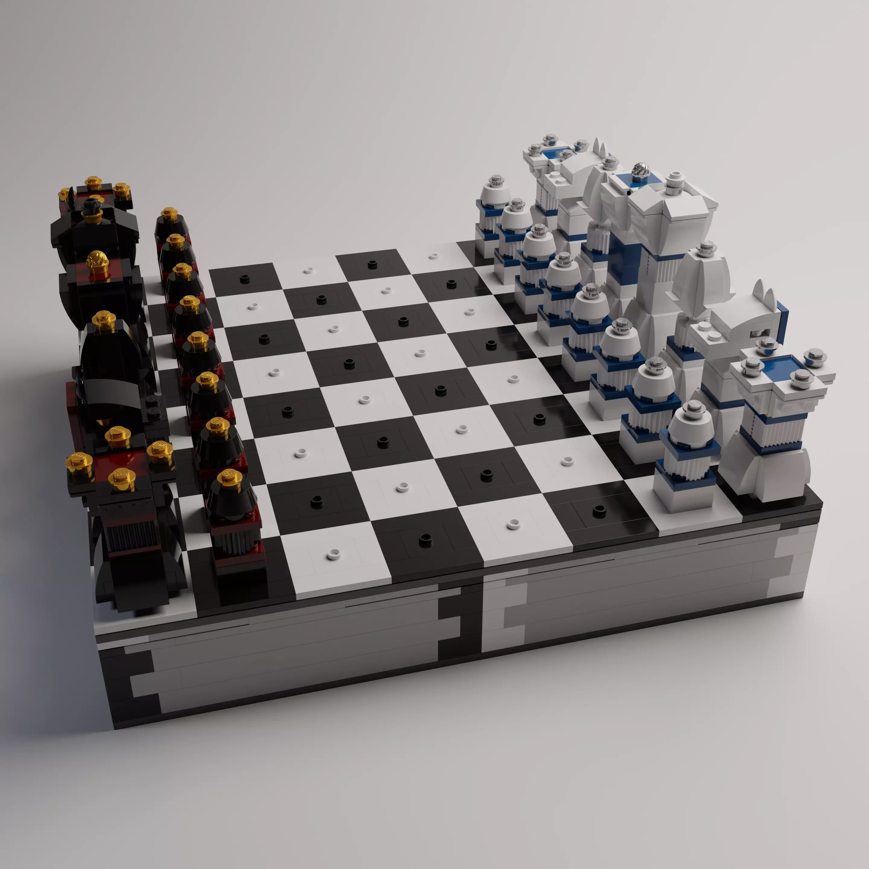 High Quality Lego Chess Set with Checkers 3D model_0