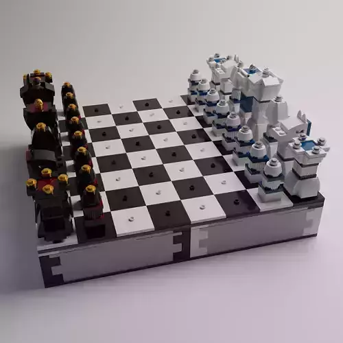 High Quality Lego Chess Set with Checkers 3D model