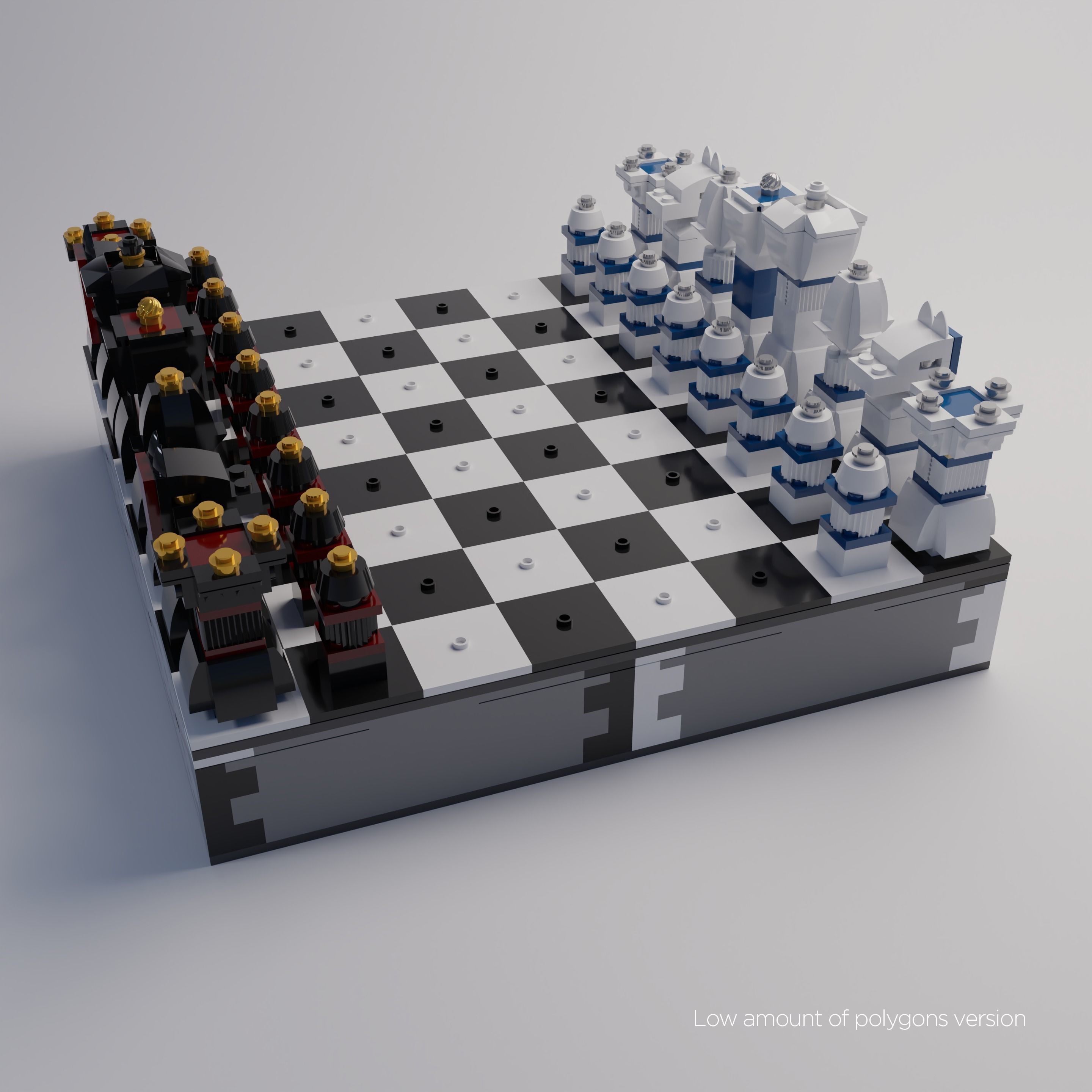 High Quality Lego Chess Set with Checkers 3D model_3