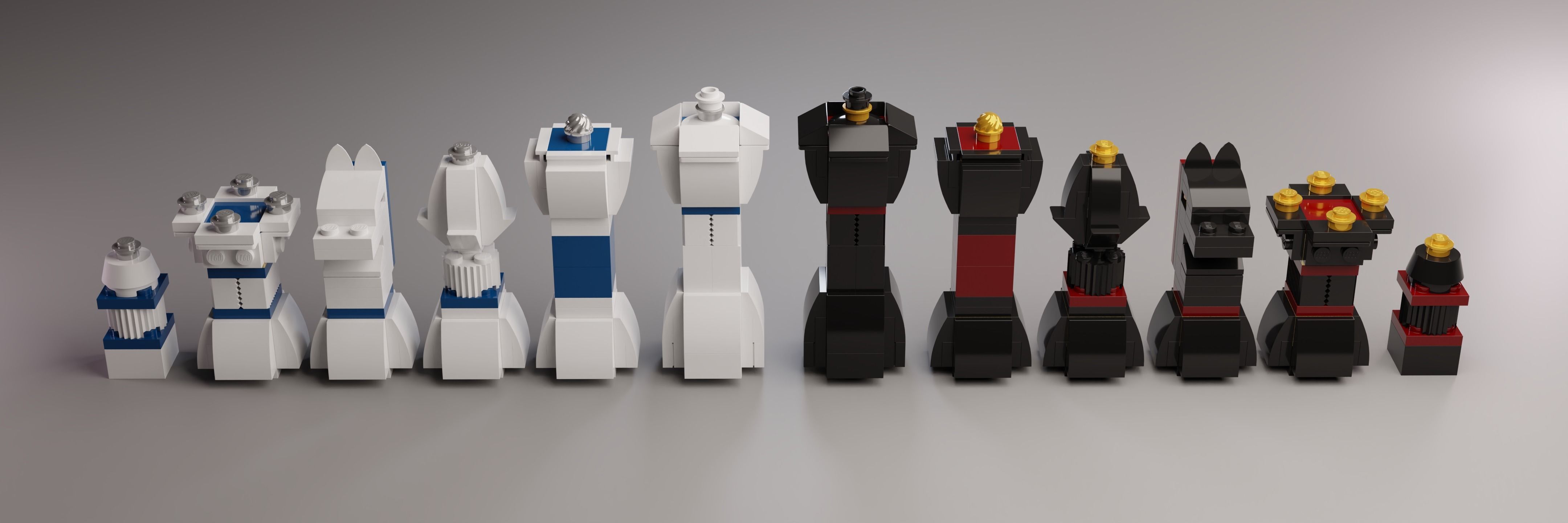 High Quality Lego Chess Set with Checkers 3D model_9