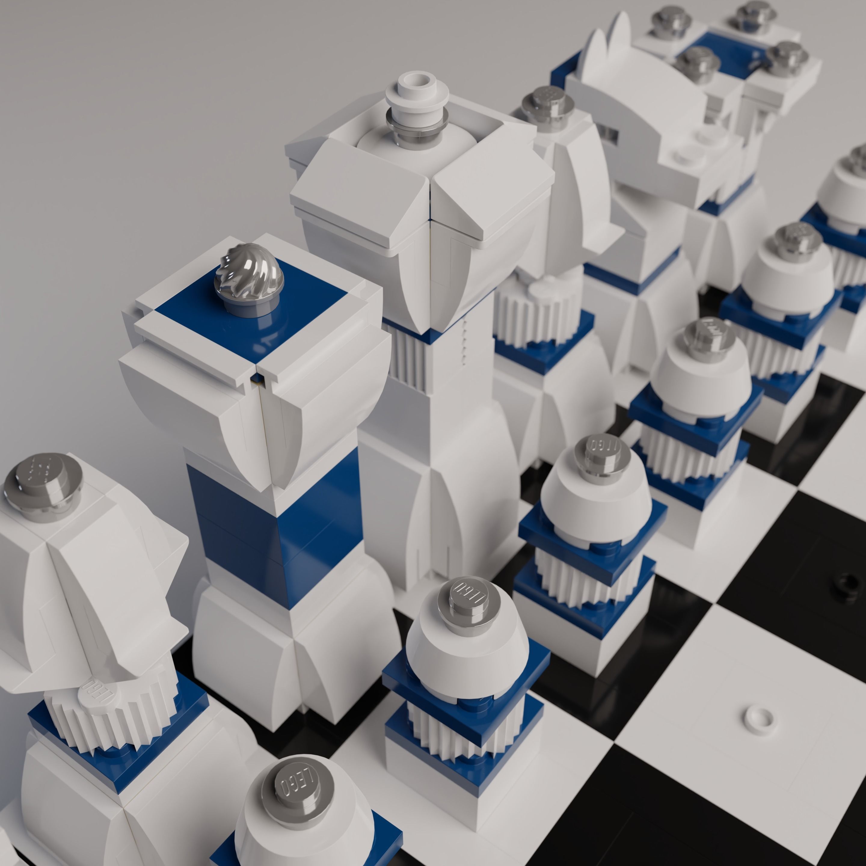 High Quality Lego Chess Set with Checkers 3D model_5
