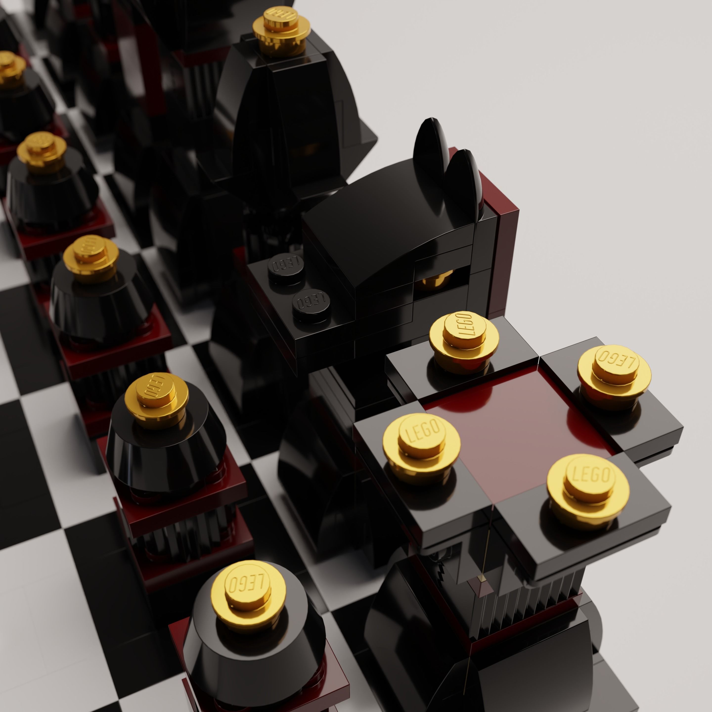 High Quality Lego Chess Set with Checkers 3D model_4