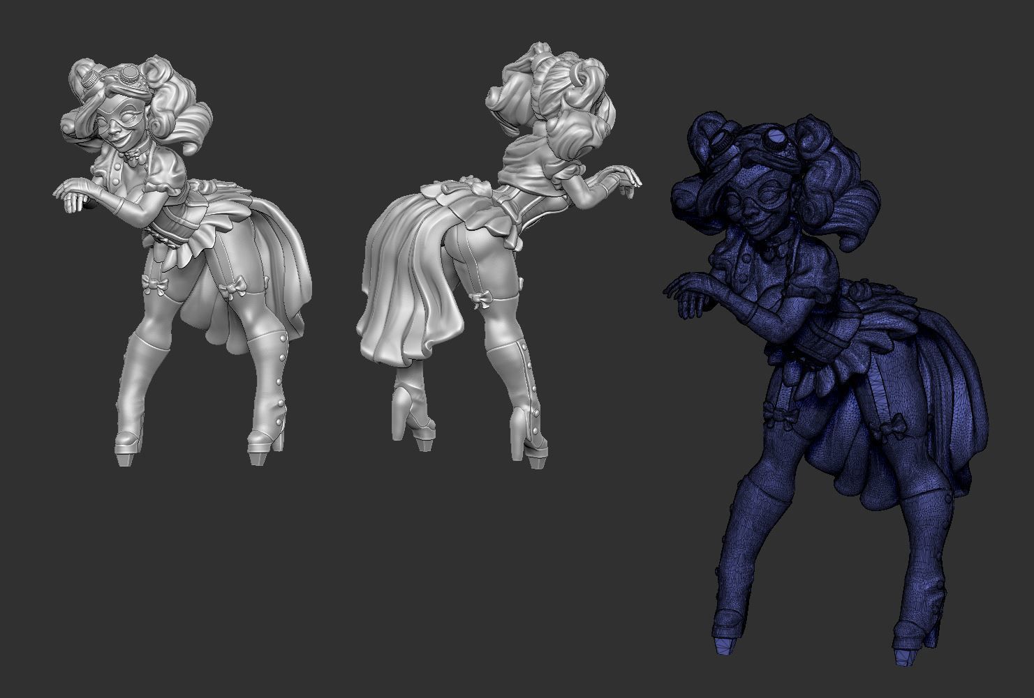 Harley QuinnSteampunk Pinup 3D print model_23