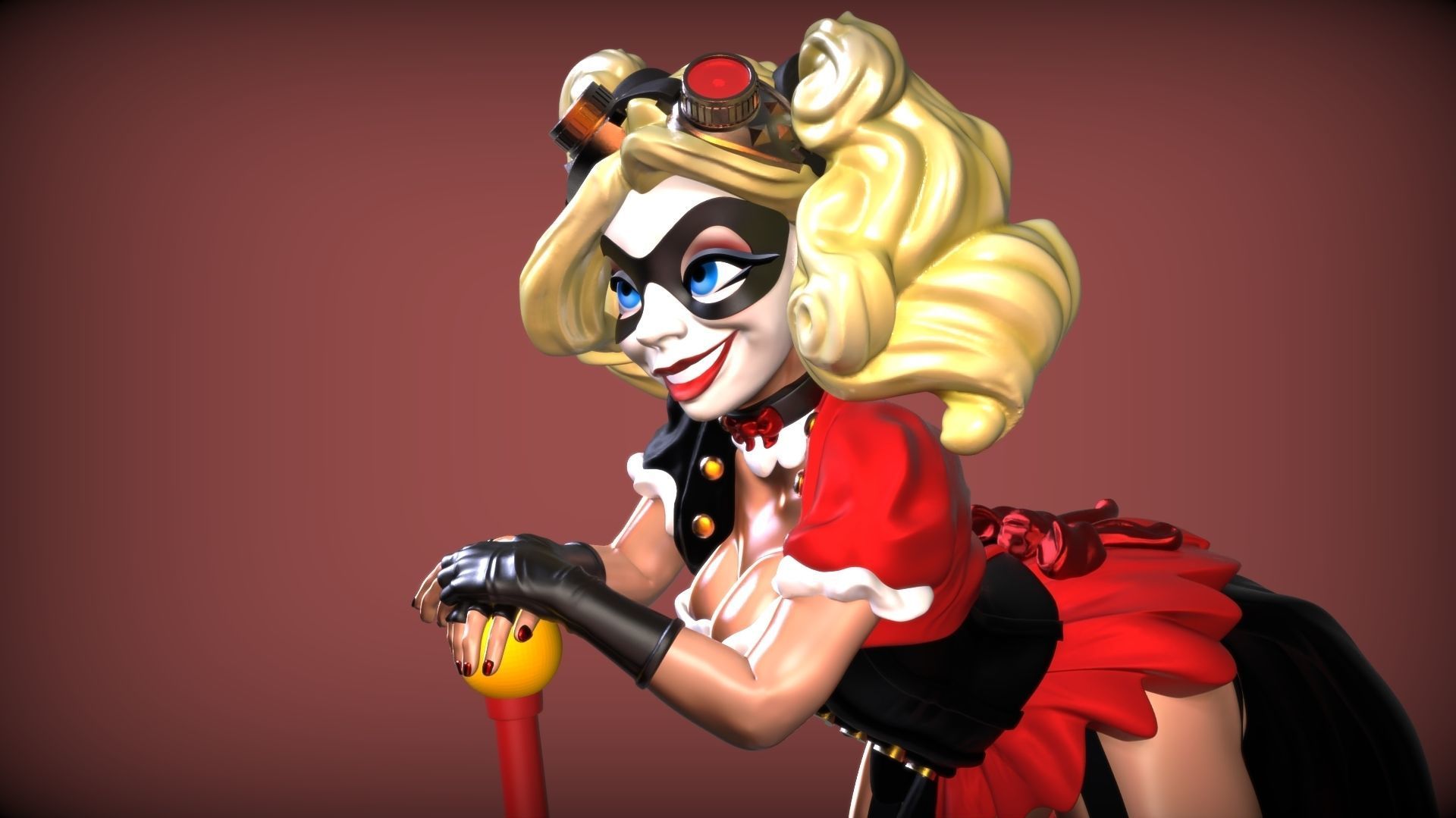 Harley QuinnSteampunk Pinup 3D print model_9