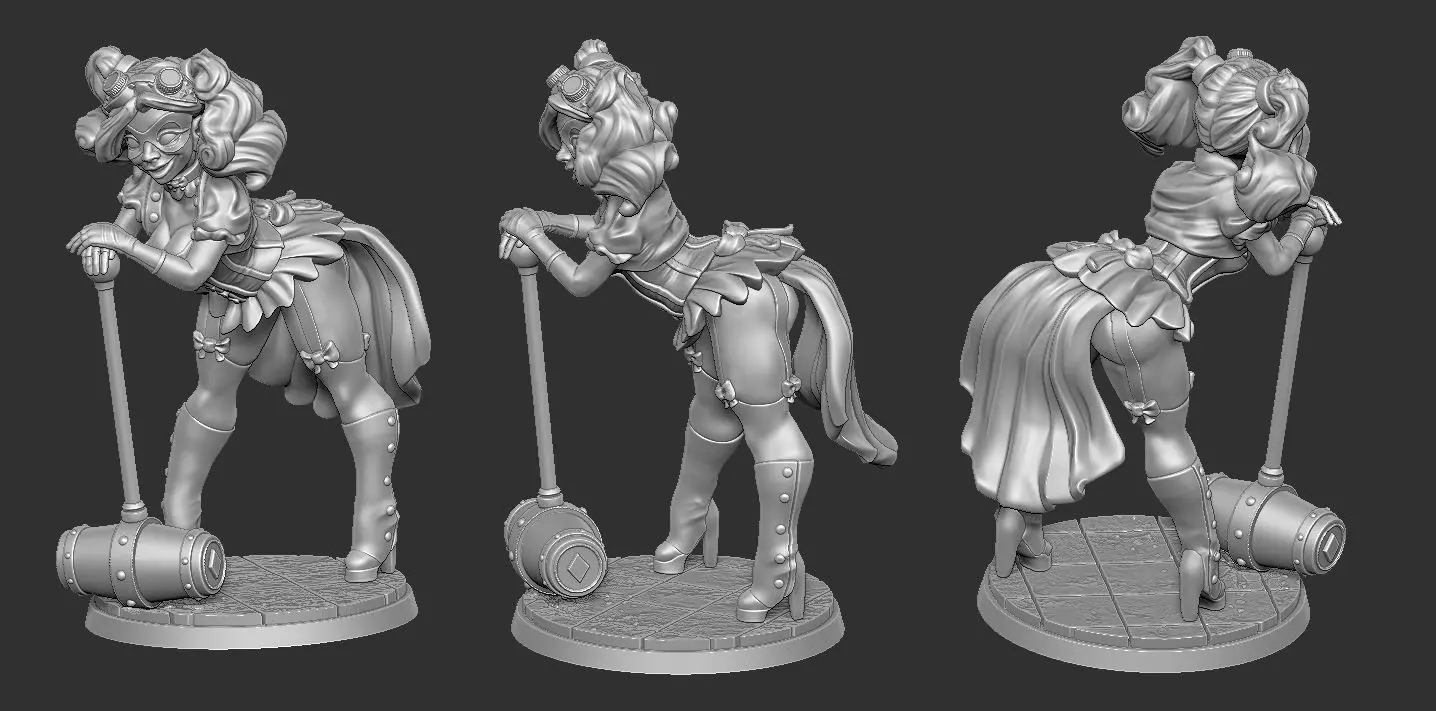 Harley QuinnSteampunk Pinup 3D print model_0