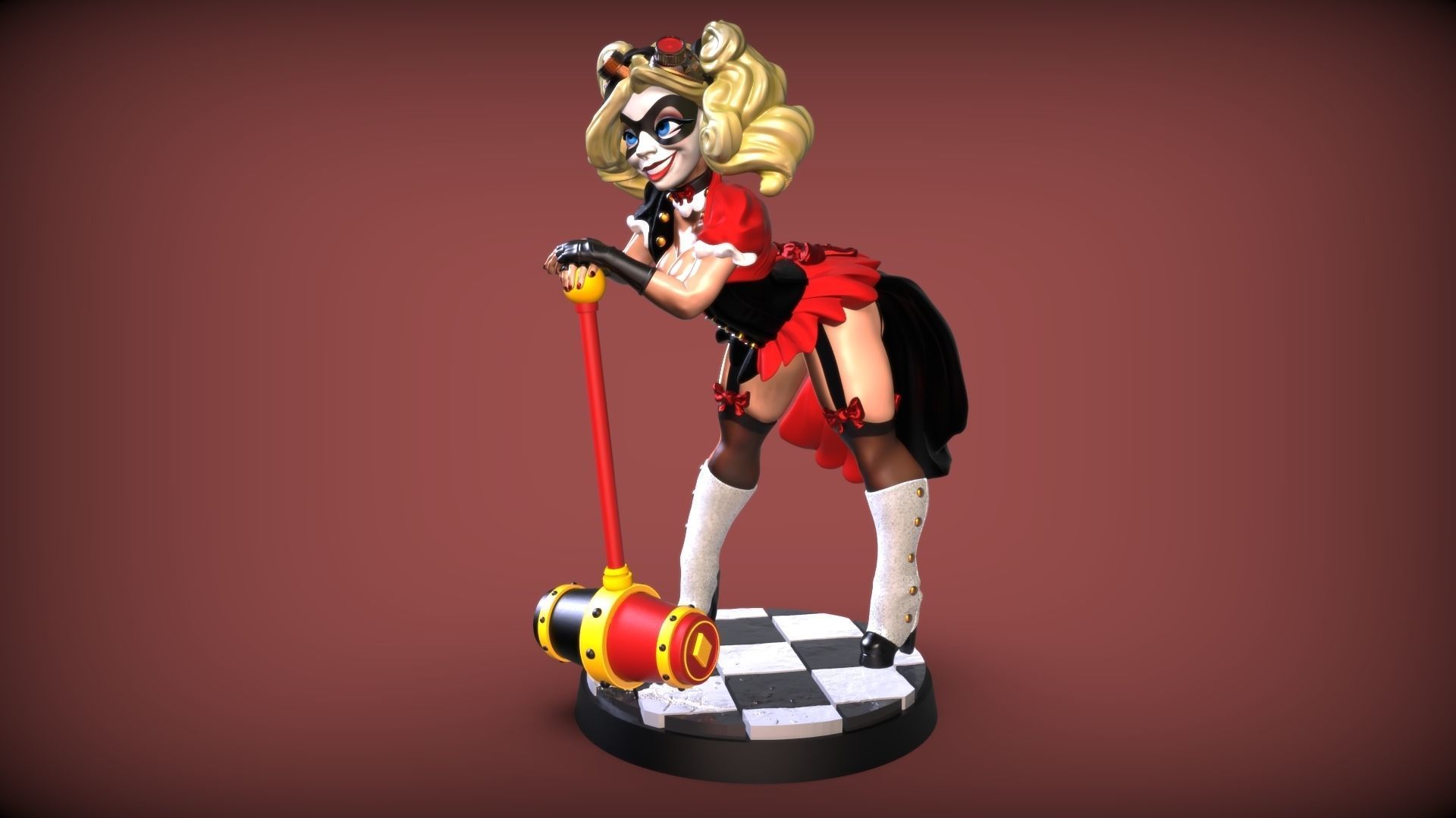 Harley QuinnSteampunk Pinup 3D print model_3