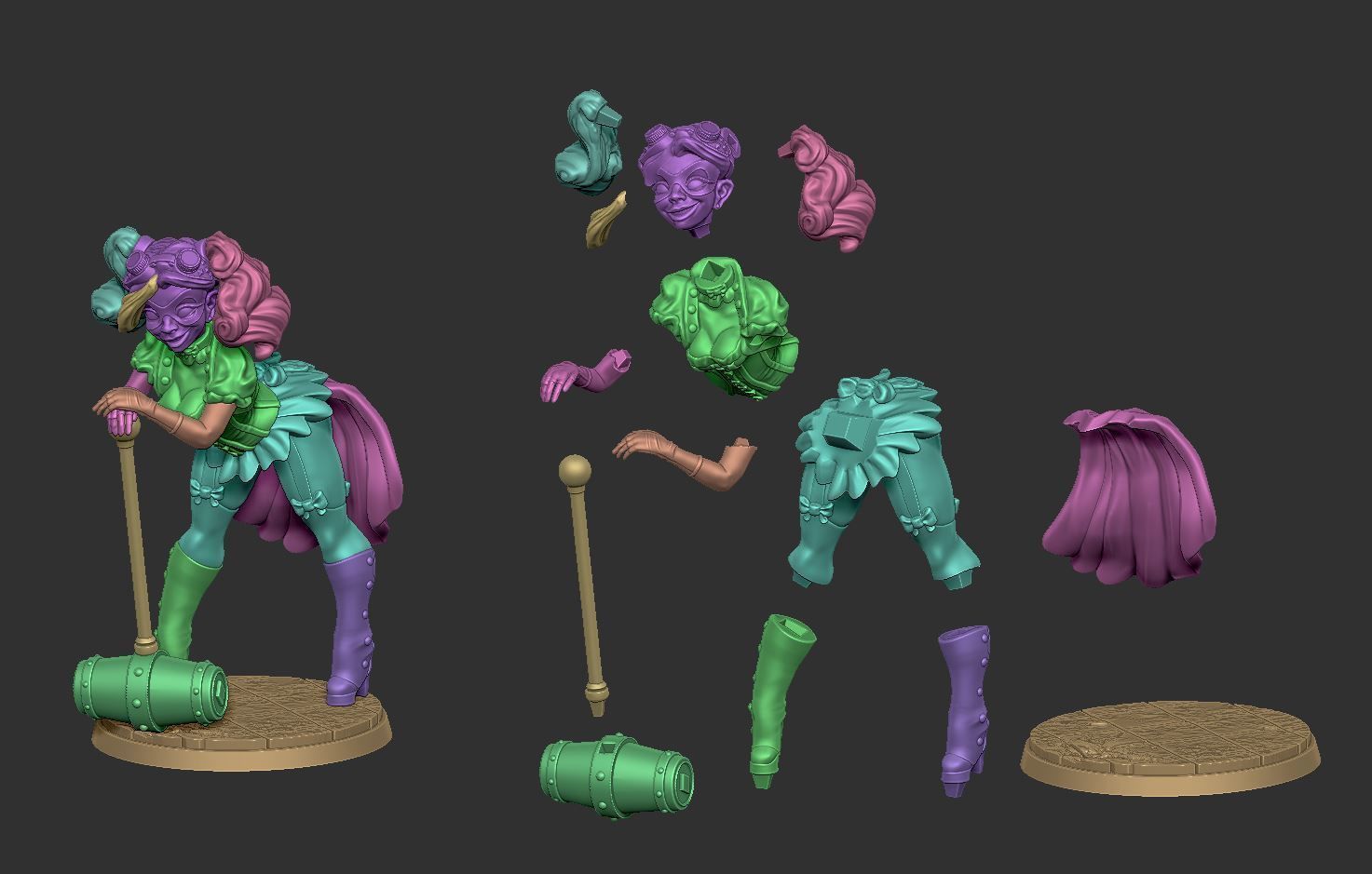 Harley QuinnSteampunk Pinup 3D print model_5