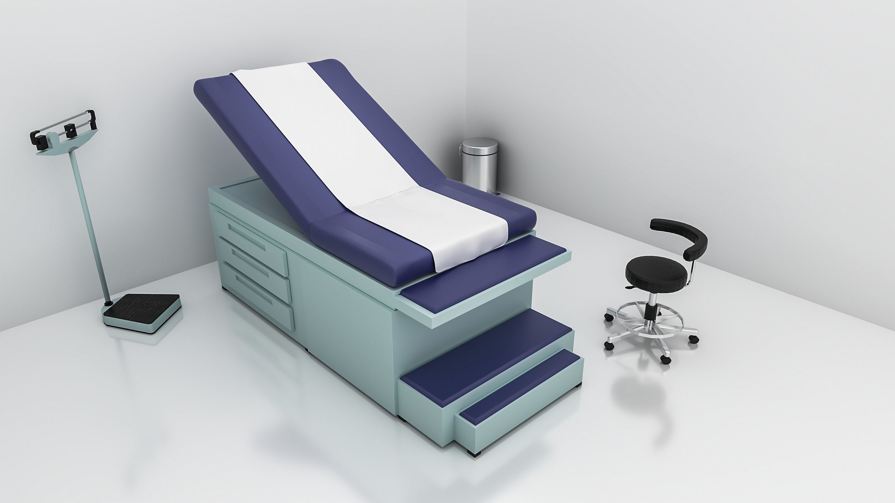 Medical Furniture -Equipment - Clinic Exam Table - 3D model_1