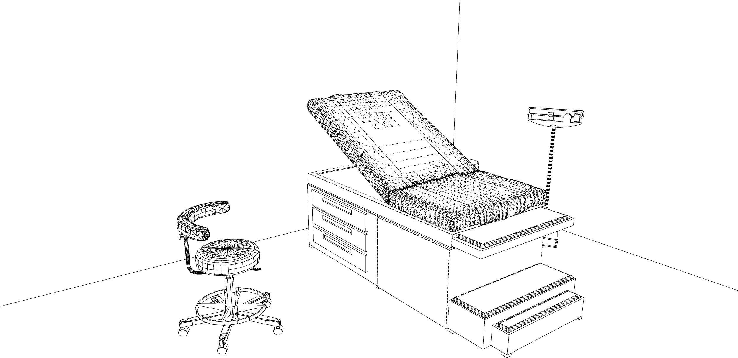 Medical Furniture -Equipment - Clinic Exam Table - 3D model_11