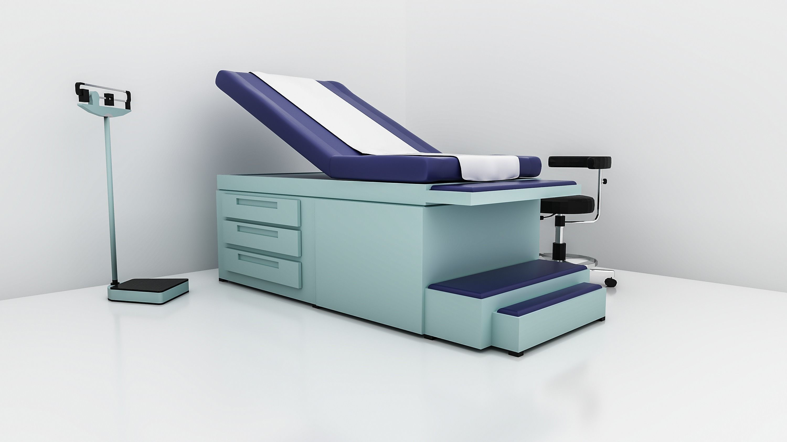Medical Furniture -Equipment - Clinic Exam Table - 3D model_9