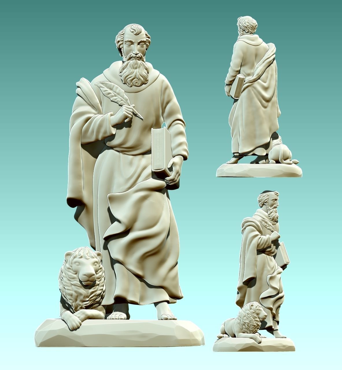 Mark-Marcus-Marcos-Evangelist - CNC Router Carving 3D print model_13