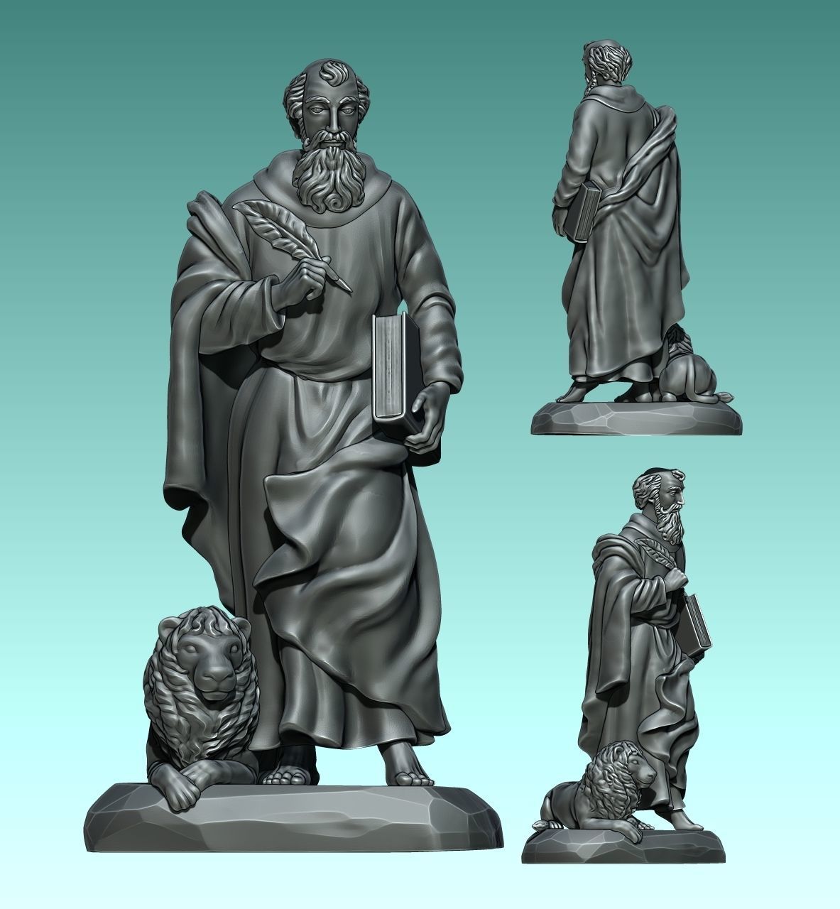 Mark-Marcus-Marcos-Evangelist - CNC Router Carving 3D print model_7