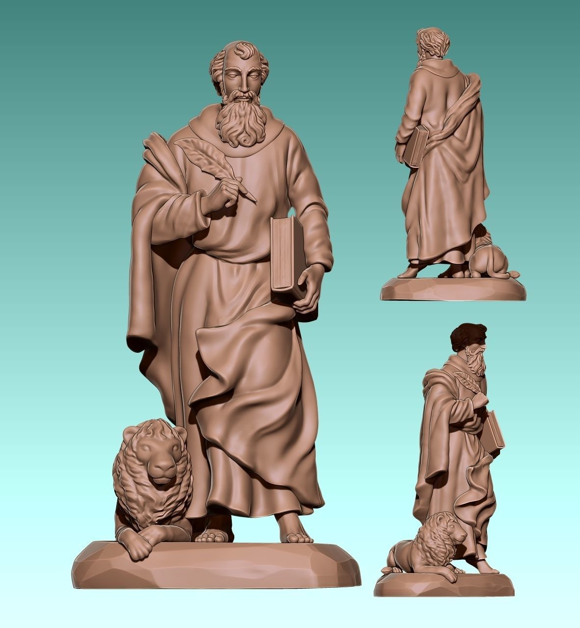 Mark-Marcus-Marcos-Evangelist - CNC Router Carving 3D print model_4
