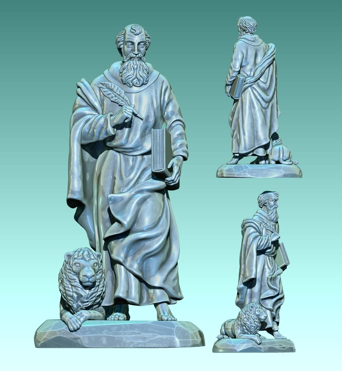 Mark-Marcus-Marcos-Evangelist - CNC Router Carving 3D print model_8